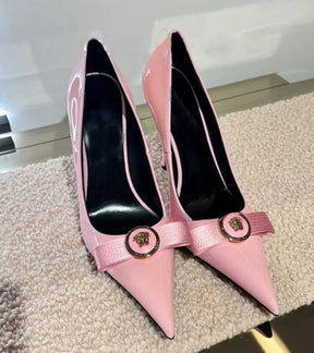 Pink  Bow Leather Heel