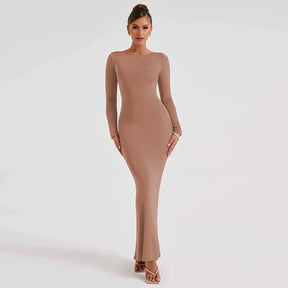 Elmira Long Sleeve Backless Maxi Dress