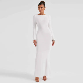 Elmira Long Sleeve Backless Maxi Dress