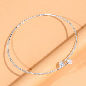 Rhinestone Heart Collar Choker