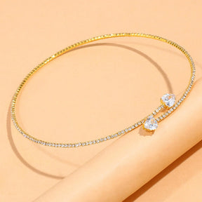 Rhinestone Heart Collar Choker