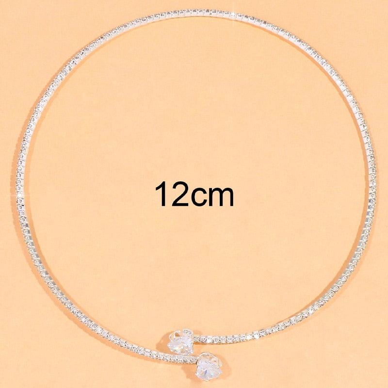 Rhinestone Heart Collar Choker