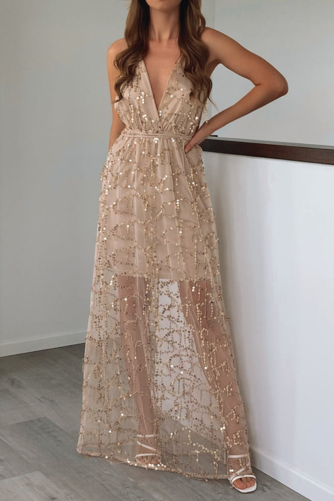 Alya Sequin Dress - Gold