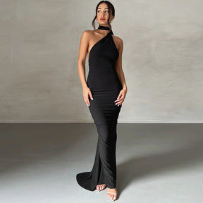 Elmira Oblique Shoulder Maxi Dress