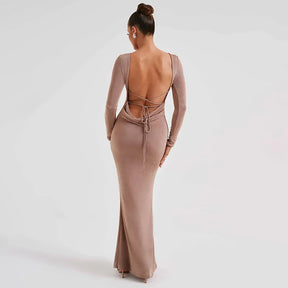 Elmira Long Sleeve Backless Maxi Dress