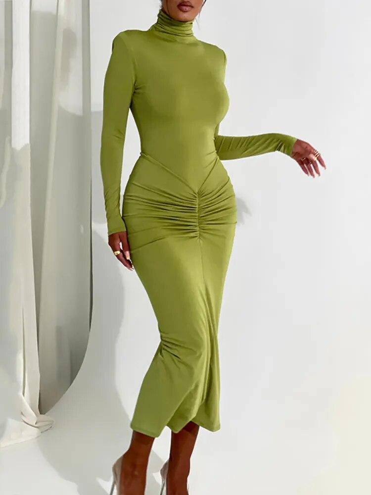 Bodycon Turtle Neck Maxi Dress