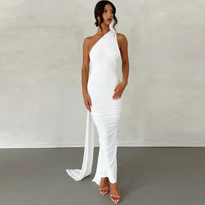 Elmira Oblique Shoulder Maxi Dress