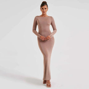 Elmira Long Sleeve Backless Maxi Dress