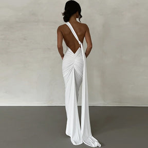 Elmira Oblique Shoulder Maxi Dress