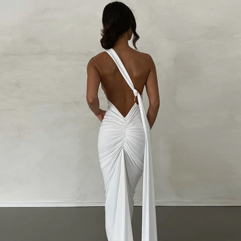 Elmira Oblique Shoulder Maxi Dress